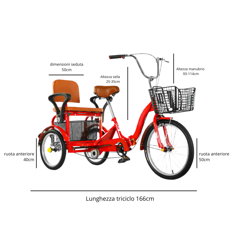Triciclo con seduta posteriore